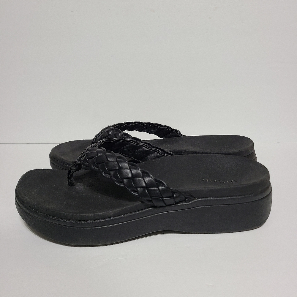B9 Vionic Braided Platform Thong Sandals Sunrise Kenji Black Women’s Size 8.5